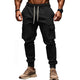 Einfarbige Sporthose aus Plüsch mit elastischer Taille und mehreren Taschen für Herren