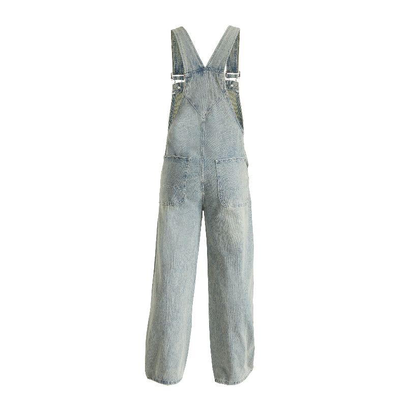 Loose Fit Stonewashed Bib Overalls - Men's