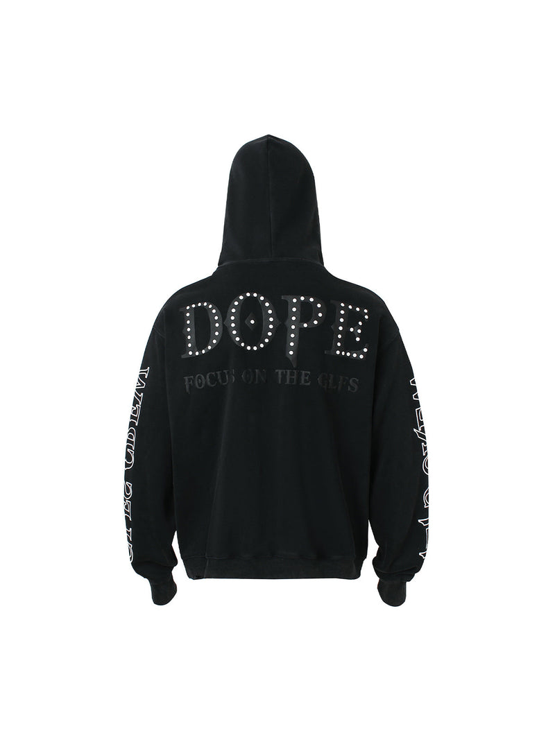 Rivet-adorned Graphic Hoodies