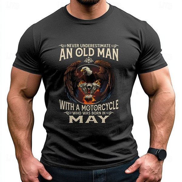 Men's Old Man Birthday May T Shirt Tee Top 100% Cotton Short Sleeve Graphic Shirt Black Dark Grey Comfortable Tee Vacation Street Fashion Designer Clothing