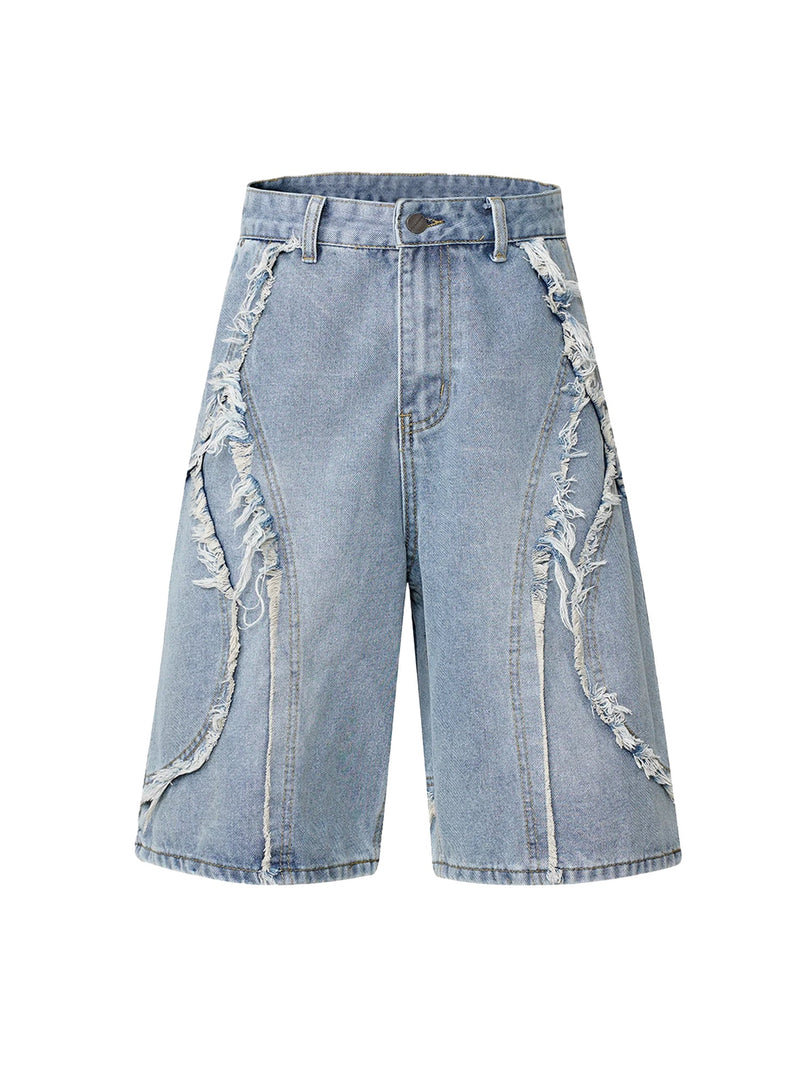 High Street Washed Distressed Denim Shorts