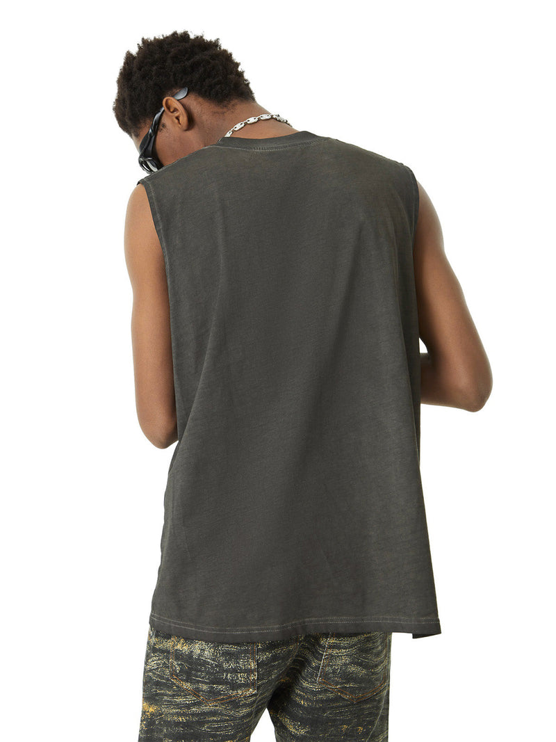 Washed Flame Letters Street Rap Vest