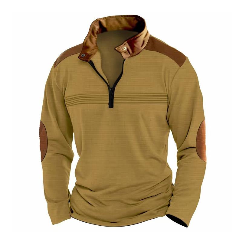 Herren Colorblock Reißverschluss Stehkragen Langarm Casual Sweatshirt
