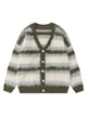 Mohair Striped V-Neck Cardigan Sweater