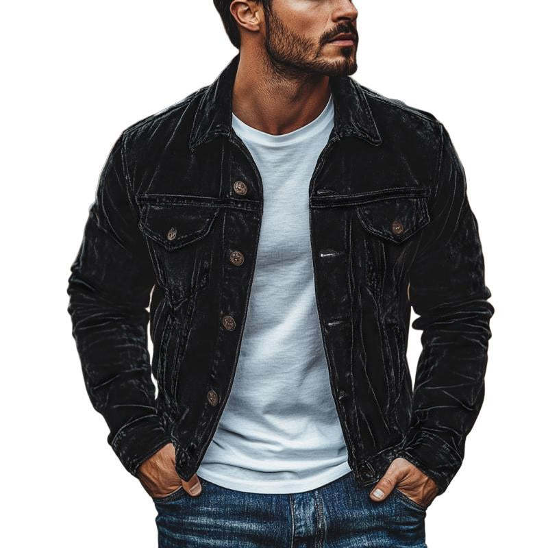 Men's Vintage Velvet Lapel Single Breasted Slim Fit Jacket