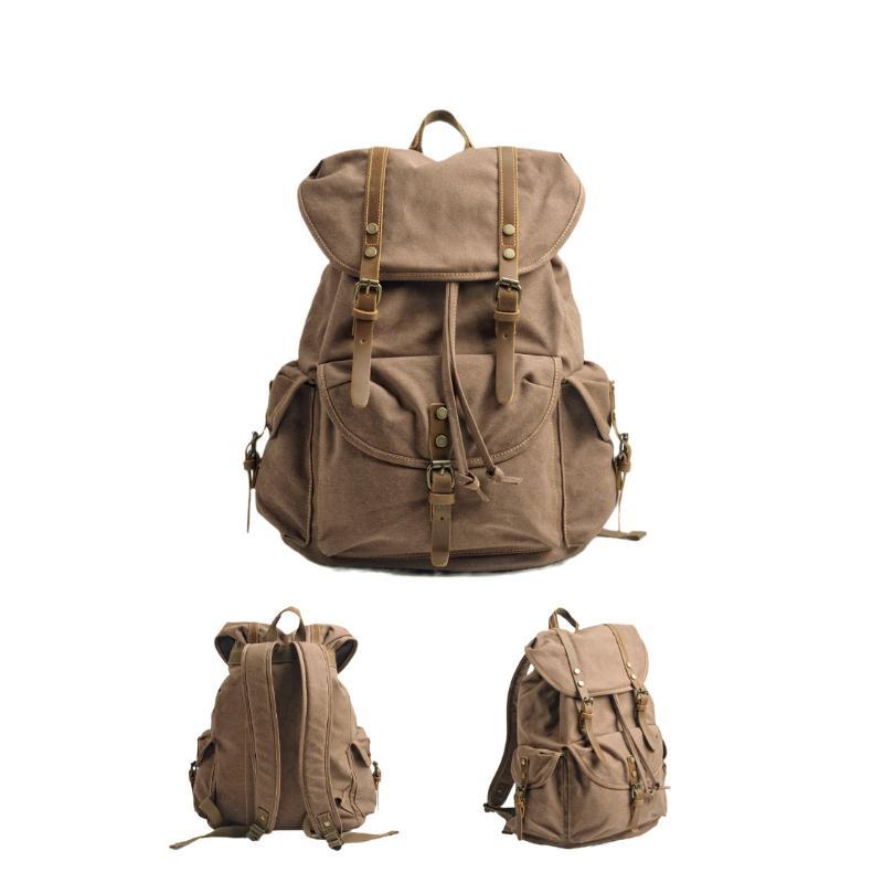 Men's Retro Outdoor Large Capacity Multi-Pocket Canvas Backpack