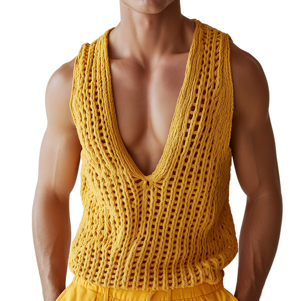 Men's Vintage Casual Solid Knit Tank Top