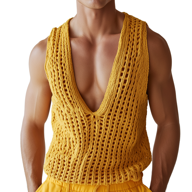 Men's Vintage Casual Solid Knit Tank Top