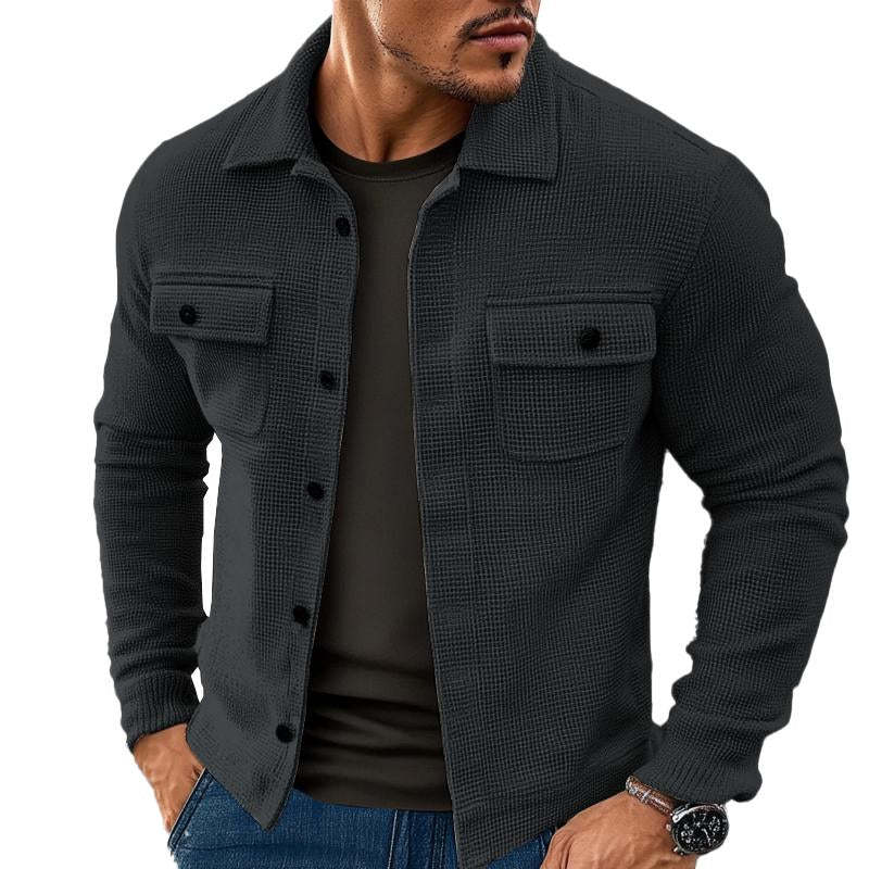 Men's Vintage Waffle Solid Lapel Jacket