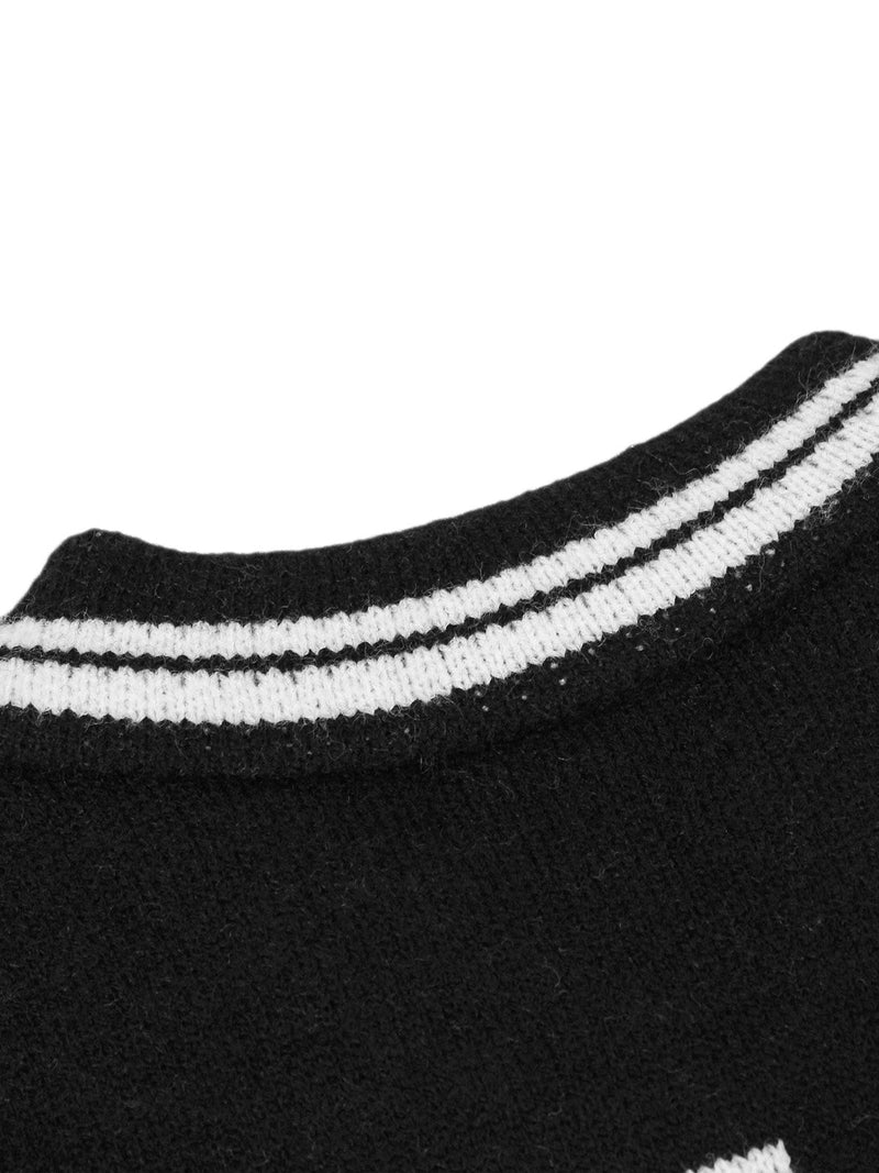 Striped Jersey Knitted Polo Sweater