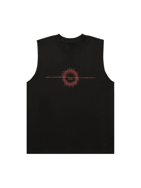 Thorn Ring Retro Font Street Rap Sleeveless Vest