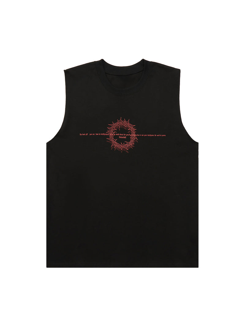 Thorn Ring Retro Font Street Rap Sleeveless Vest