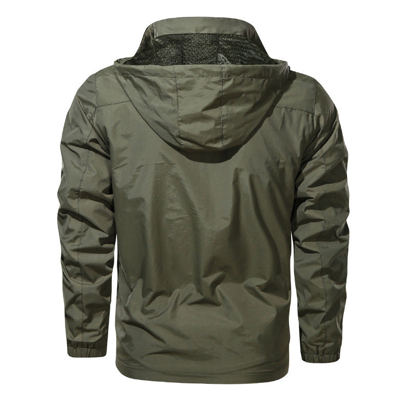 WINDPROOF AND WATERPROOF OUTDOOR HOODED JACKET FOR MEN