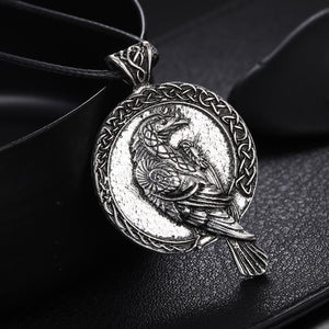Vintage Casual Ancient Celtic Raven Viking Necklace