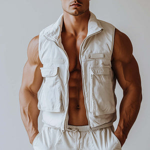 Men's Simple Solid Color Cargo Vest