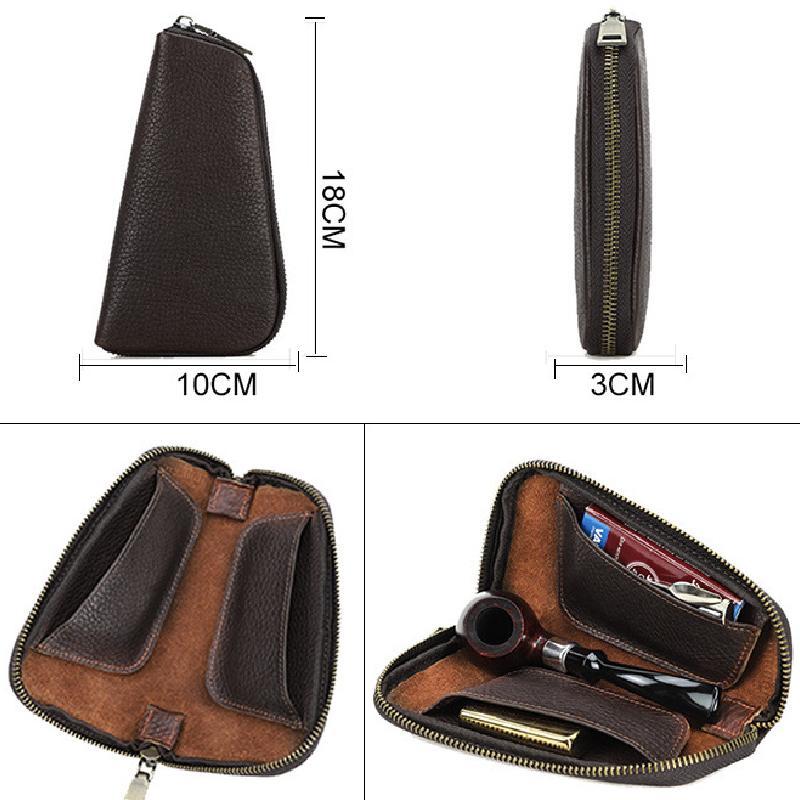 Men's Multifunctional Portable Tobacco Leather Storage Bag