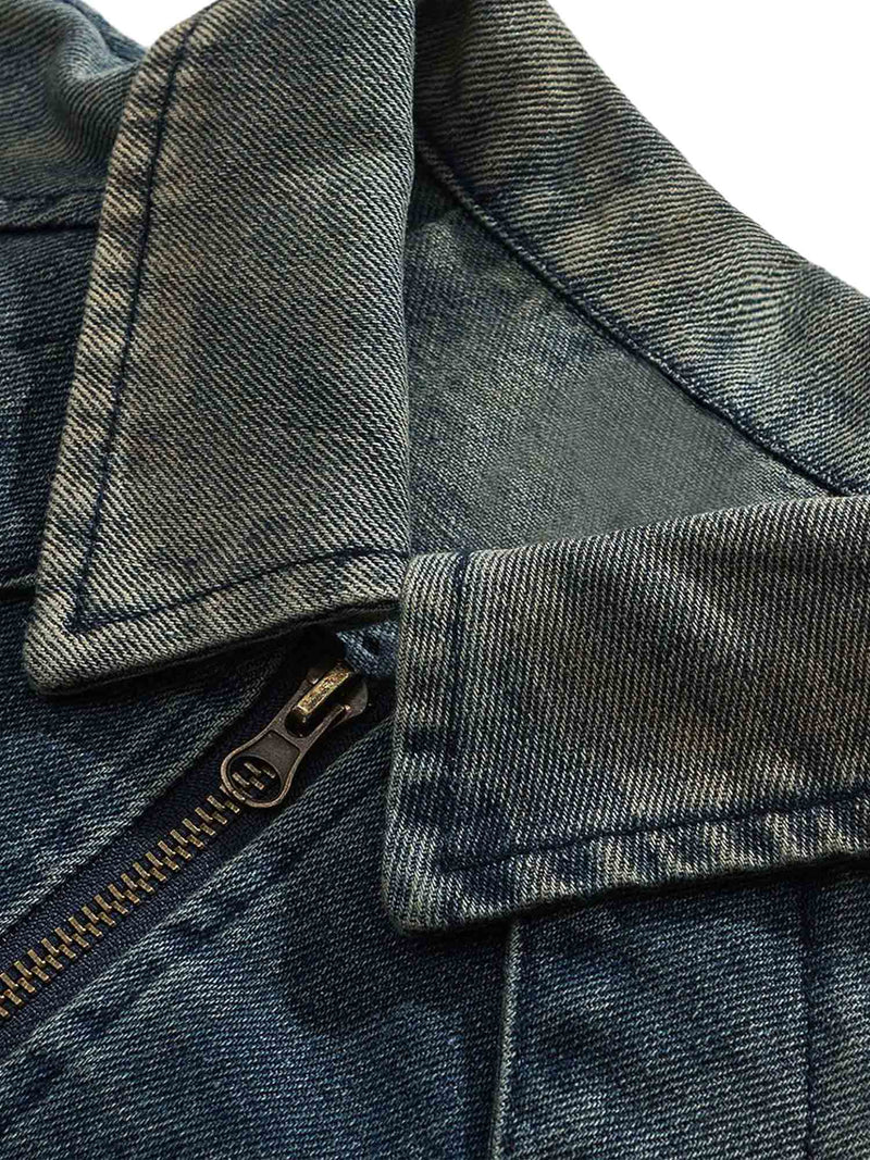 High Street Hip-hop Distressed Washed Denim Jacket