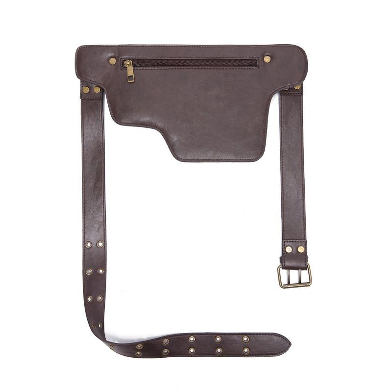 Men's Outdoor Sports Zipper Adjustable Leather Waist Bag