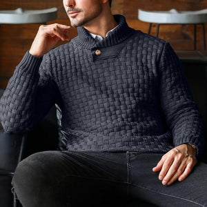 Lässiger Jacquard-Strickpullover mit Revers für Herren