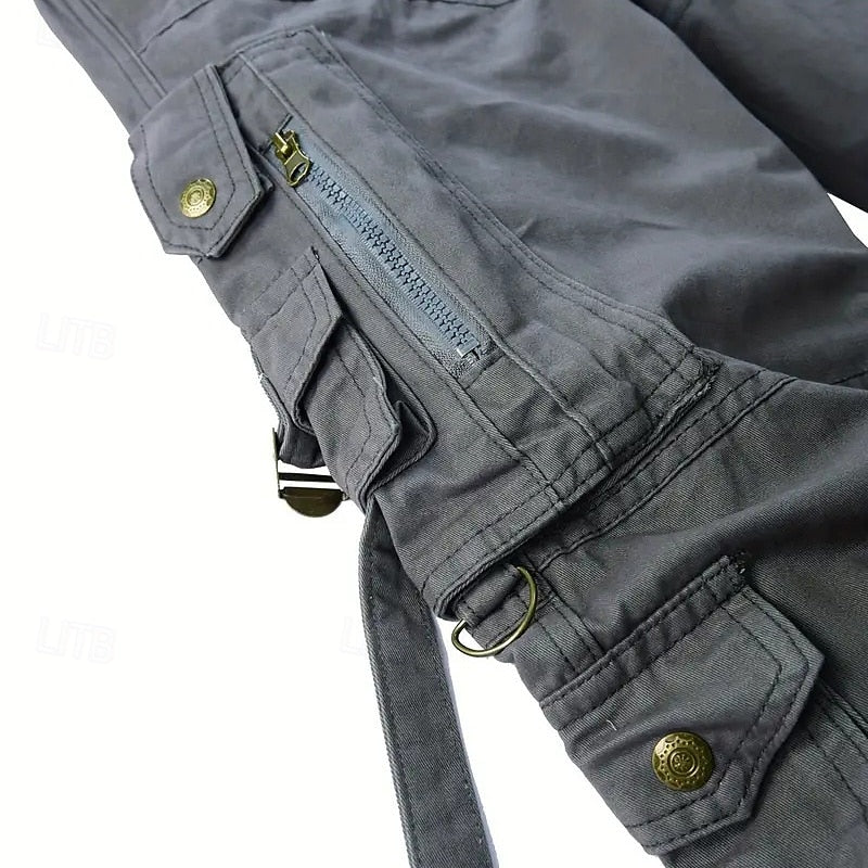 Men's Cargo Pants Trousers Buttons Multi Pocket Plain Wearable Outdoor Daily Camping & Hiking Fashion Classic ArmyGreen Black