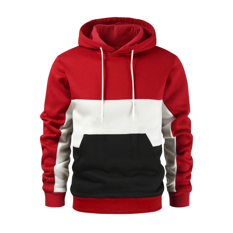 MEN'S FASHION COLOR BLOCKED SWEATSHIRT SPLICING LARGE HOODIE