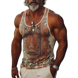 Men's Summer Cool Slim Fit Retro Printed Tank Top