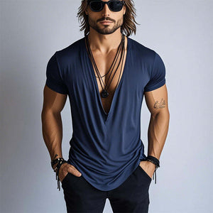 Herren Frühlingsmode Einfaches Kurzarm-T-Shirt mit Swing-Kragen