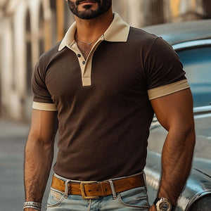 Men's Solid Color Simple Short-Sleeved Polo Shirt