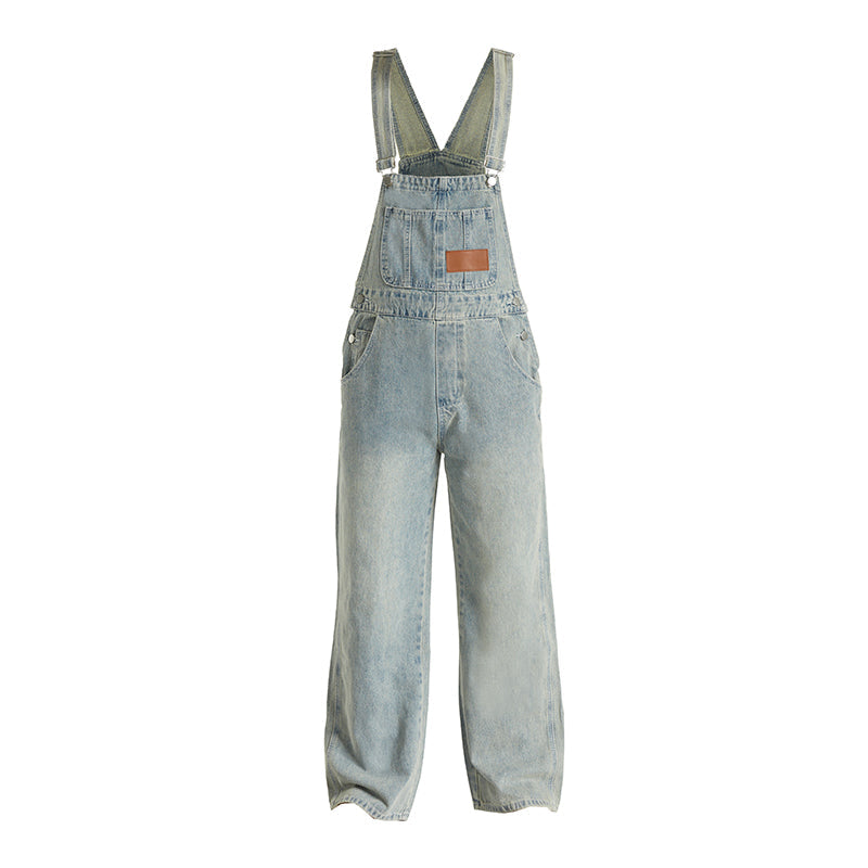 Loose Fit Stonewashed Bib Overalls - Men's