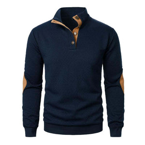 Men's Stand Collar Colorblock Casual Jacquard Sweatshirt