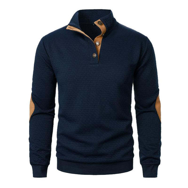 Lässiges Jacquard-Sweatshirt mit Stehkragen und Colorblock für Herren