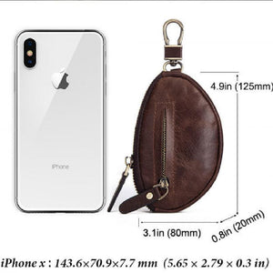 Men's Classic Cowhide Car Key Zipper Wallet