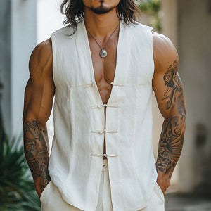 Men's Chinese Style Buttoned Simple Vest