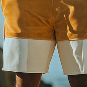 Herren Frühling und Sommer Mode Lässige Kontrastfarben Nähte Elastische Taille Wildleder Shorts