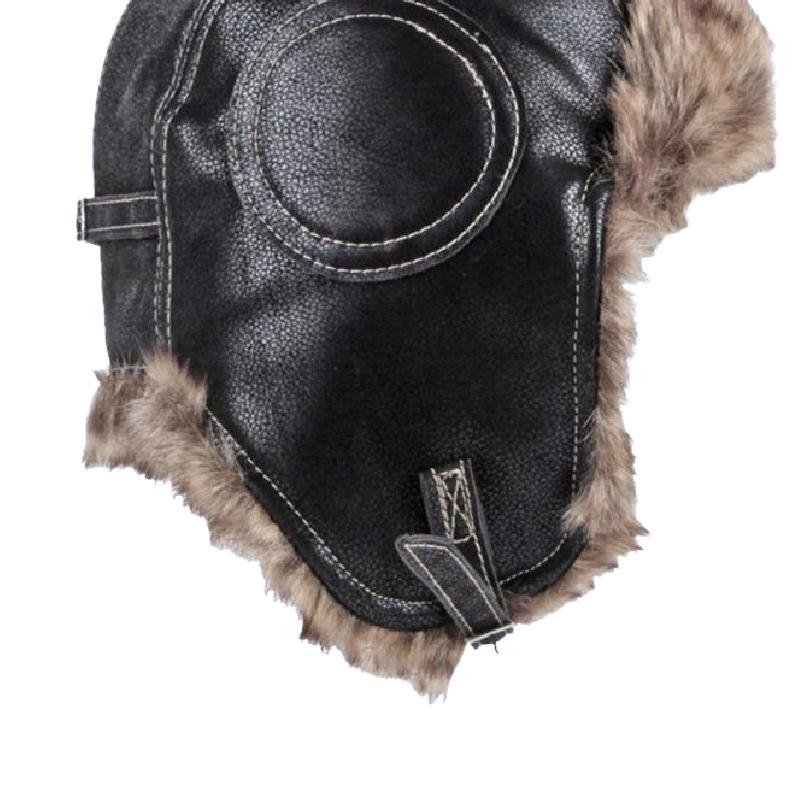 Klassischer Retro-Winterhut für Herren mit warmen Ohrenschützern aus PU-Leder