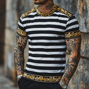 Men's Retro Casual Baroque Printed Round Neck Short Sleeve T-Shirt