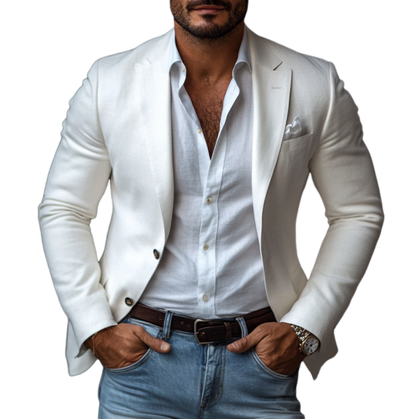 Herrenmode Einfarbig Dralon Kerb Revers Zwei Knöpfe Casual Blazer