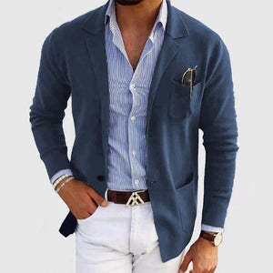 Men's Casual Notch Lapel Single-breasted Slim-fit Knitted Blazer