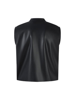 Motorrad-Weste aus PU-Leder mit mehreren Reißverschlüssen 