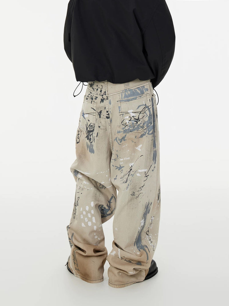 Hand-painted Graffiti Baggy Jeans