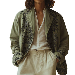 Herren-Western-Vintage-Hemdmantel mit Stickerei