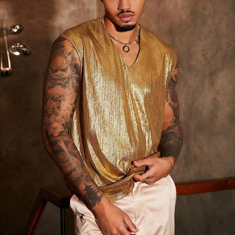 Men's Glitter Casual Solid Color Tank Top