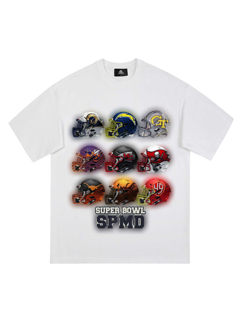 Super Bowl Football Helmet Print T-shirt