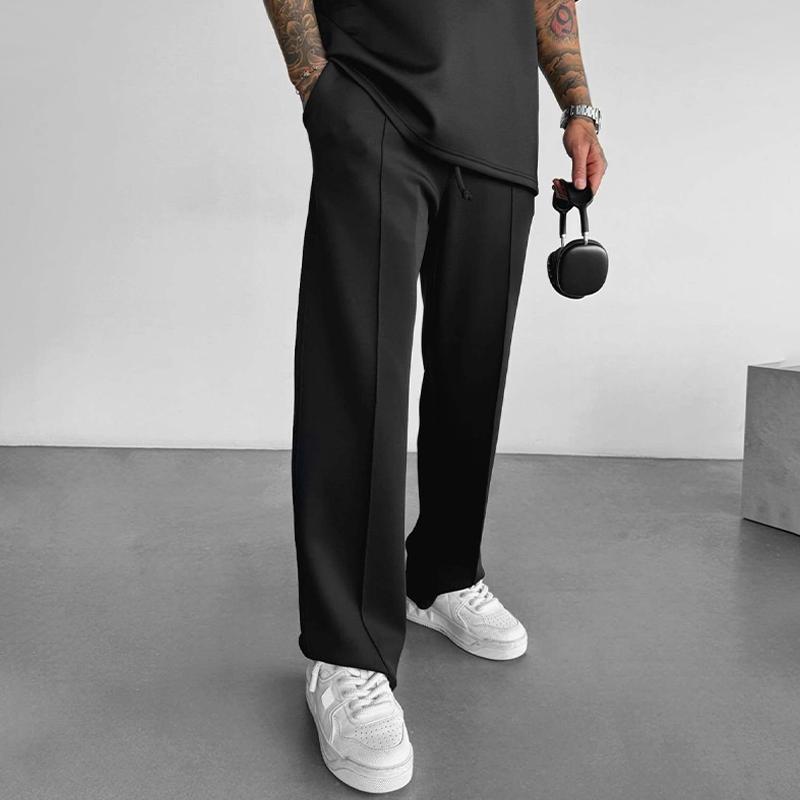 Einfarbige, gerade Freizeithose für Herren mit elastischer Taille