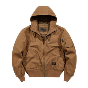 Lässige Bomberjacke aus Baumwolle mit Kapuze und Reißverschluss für Herren