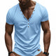 Men's Solid Color Cotton V-Neck Short Sleeve T-Shirt