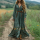 Bohemian Pastoral Style Retro Women's Long-sleeved Dress