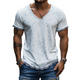 Men's Classic Casual V-Neck Printed Cotton Short Sleeve T-Shirt