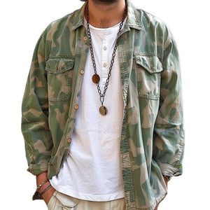Men's Camouflage Lapel Breast Pocket Cargo Shirt Jacket