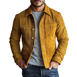 Men's Vintage Suede Chest Pocket Single Breasted Jacket